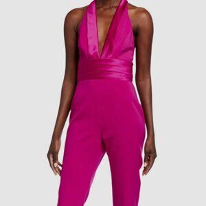 Jay Godfrey Purple Halter V-Neck Jumpsuit, Size 6